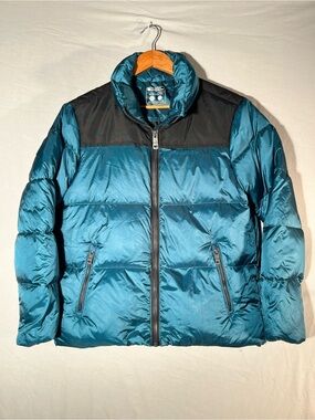 Down Puffer Jacket Teal w/ Black Yoke Sz USA 6, UK 10, EU 38